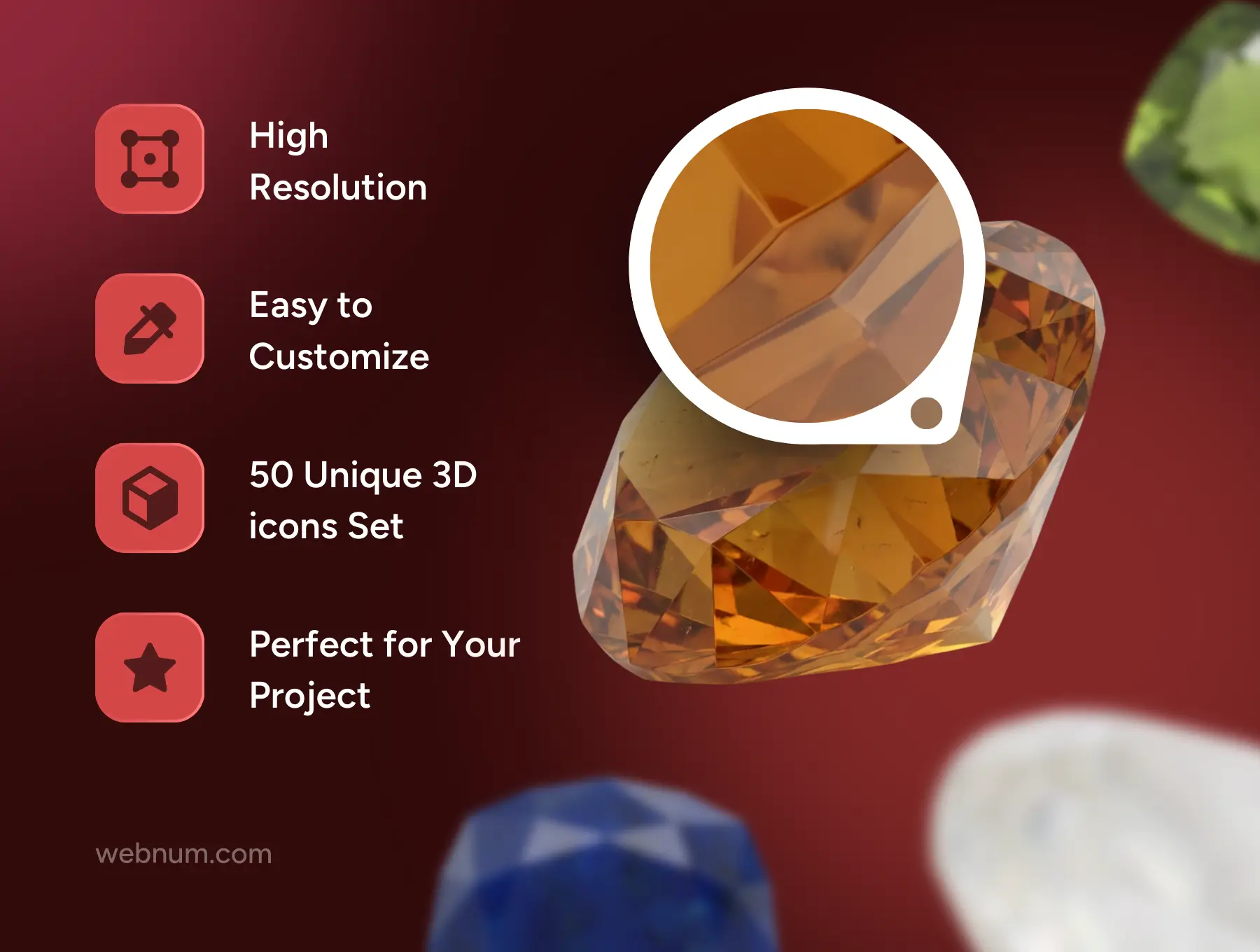 Diamonds & Gems 3D icons - Image 3