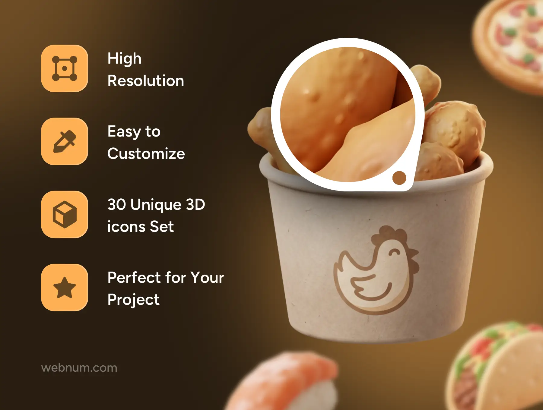 Food & Desserts 3D icons - Image 3
