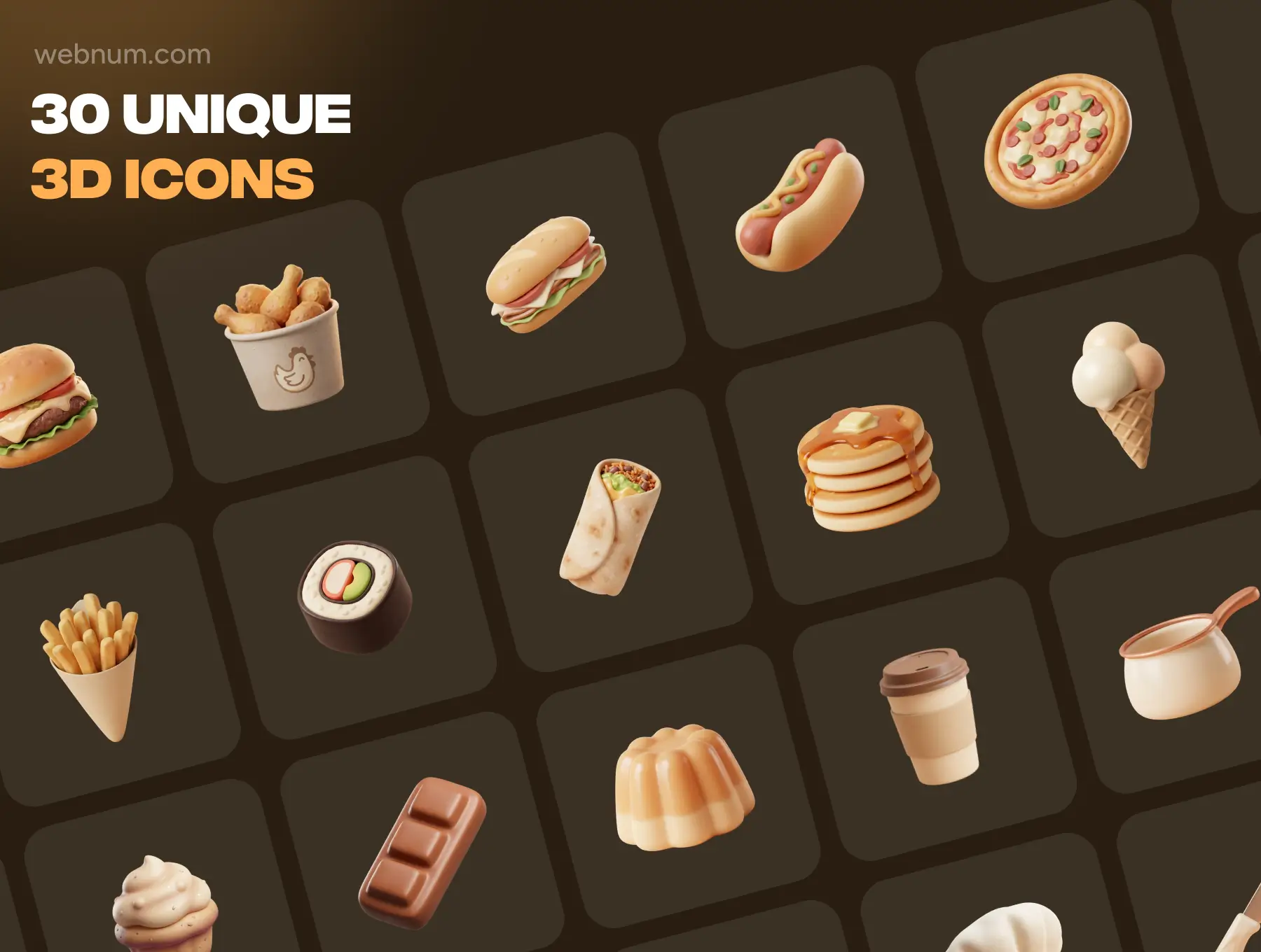 Food & Desserts 3D icons - Image 6