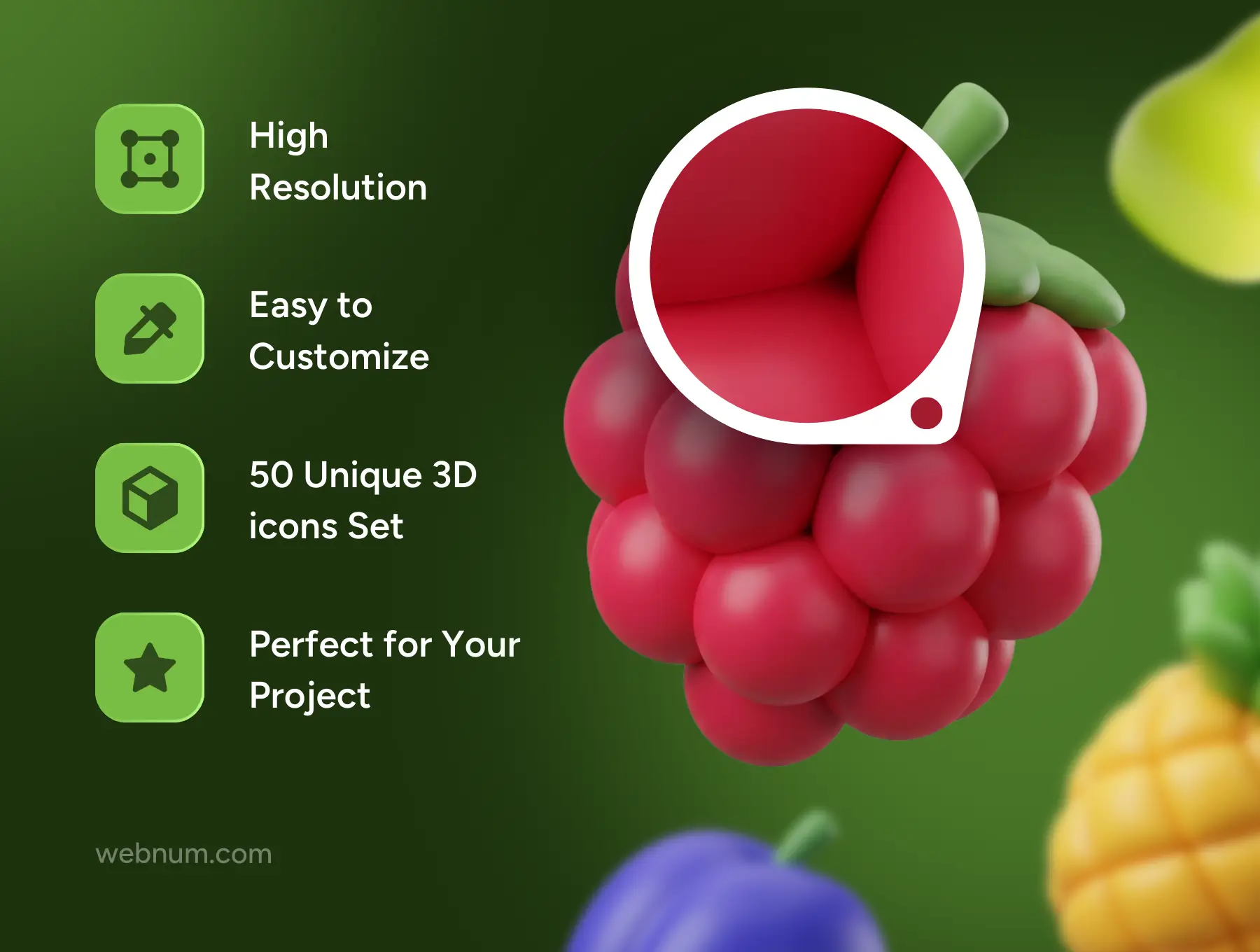 Fresh Fruits 3D icons - Image 3