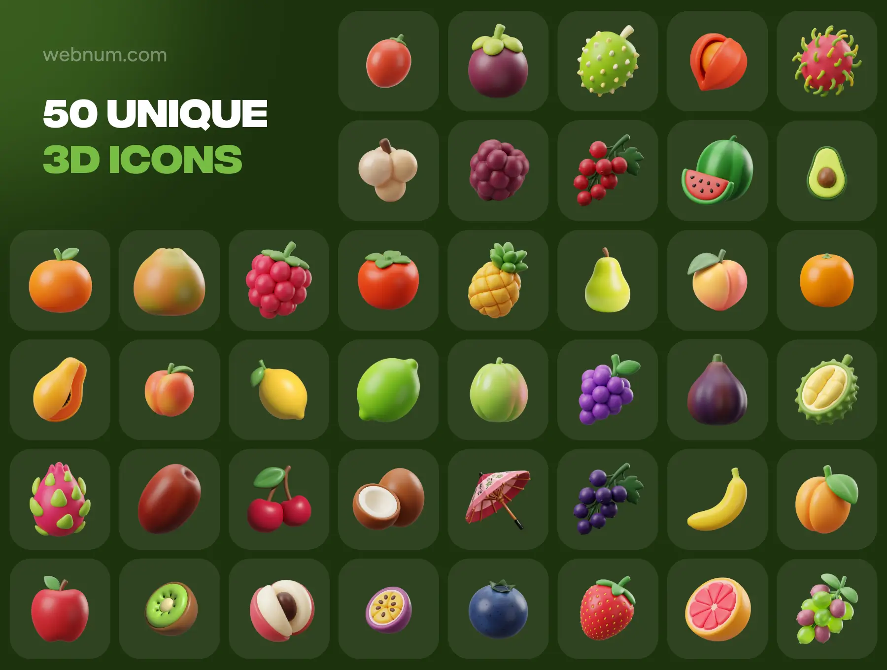 Fresh Fruits 3D icons - Image 6