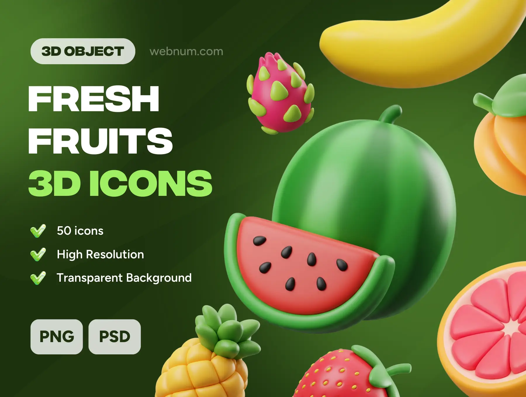 Fresh Fruits 3D icons
