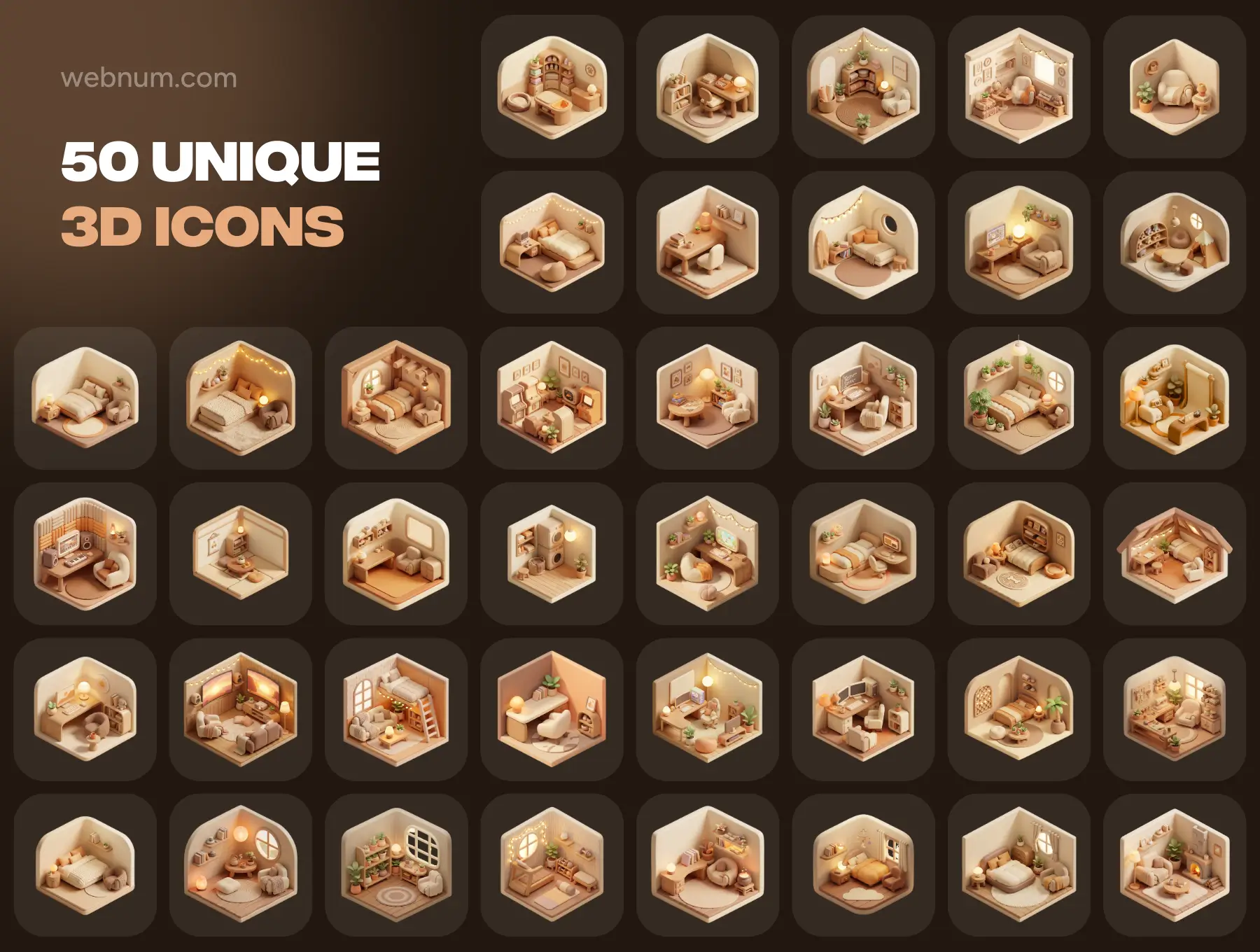 Isometric Room 3D icons - Image 6