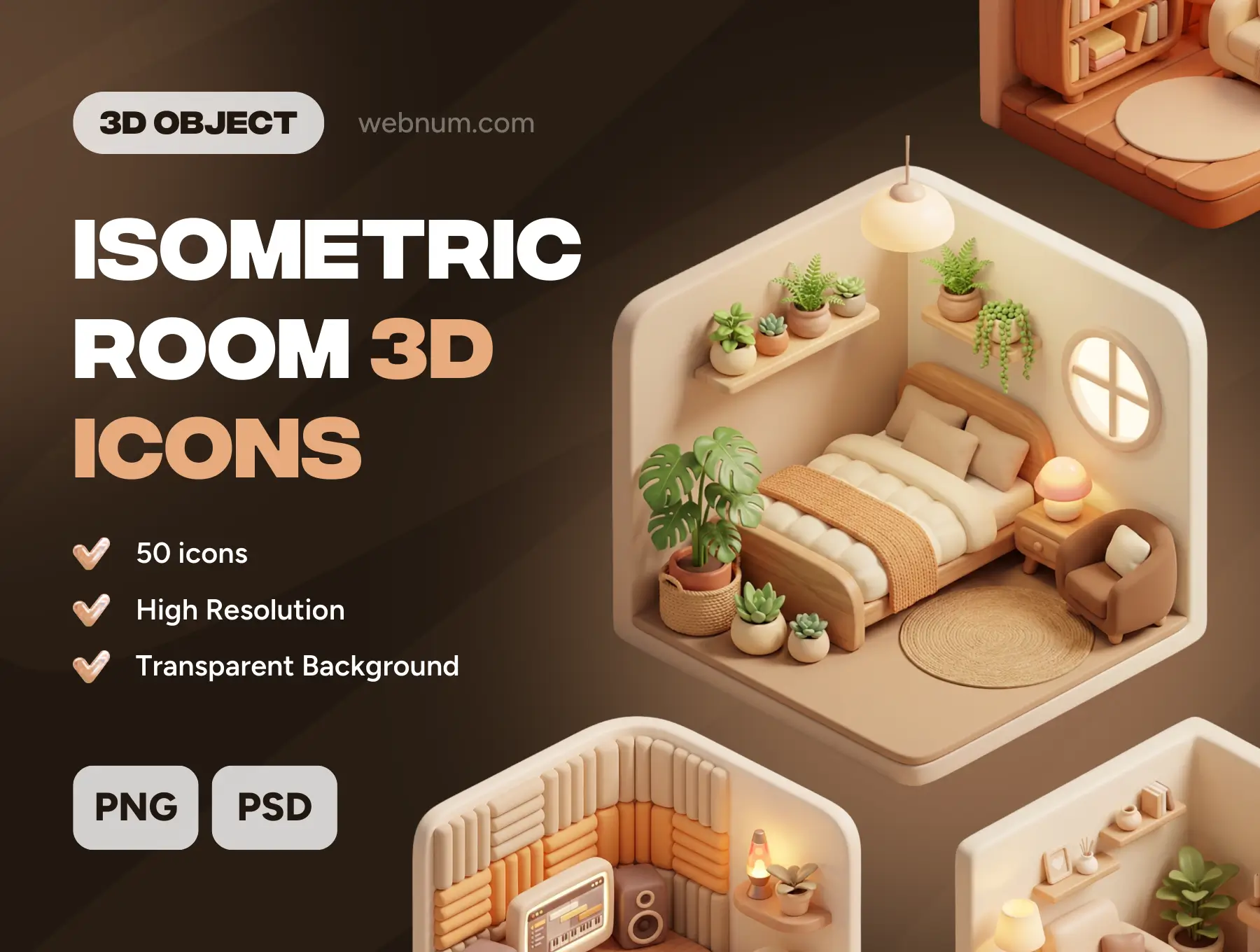 Isometric Room 3D icons