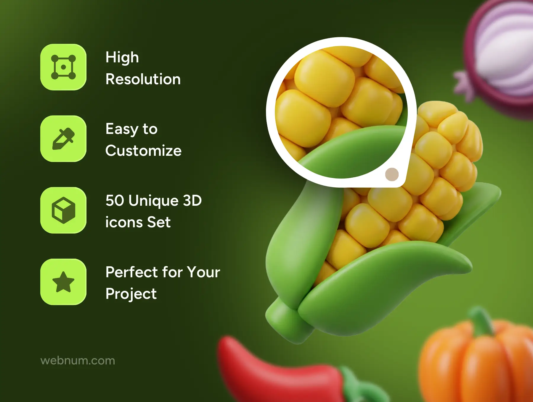 Premium Vegetable 3D icons - Image 3