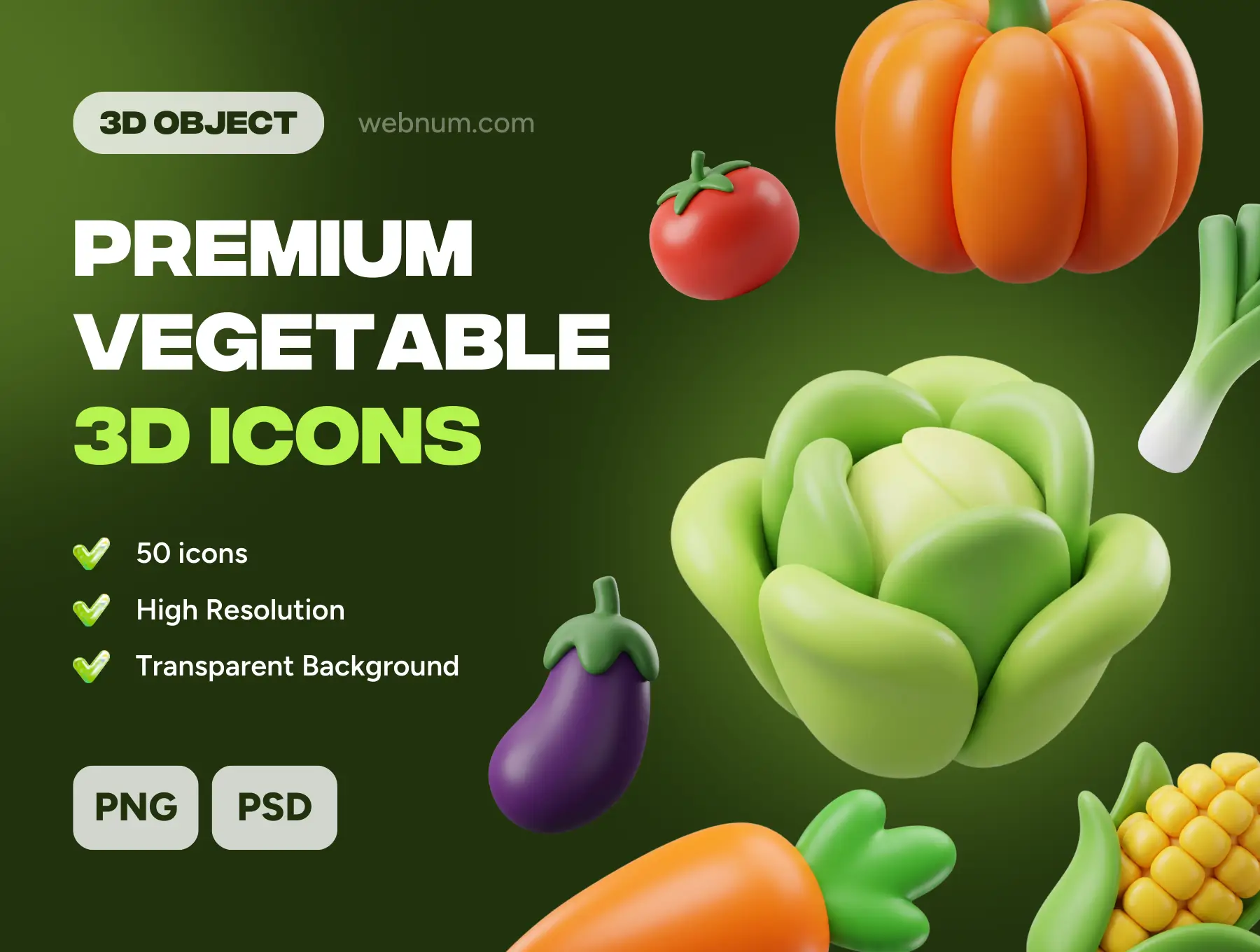 Premium Vegetable 3D icons