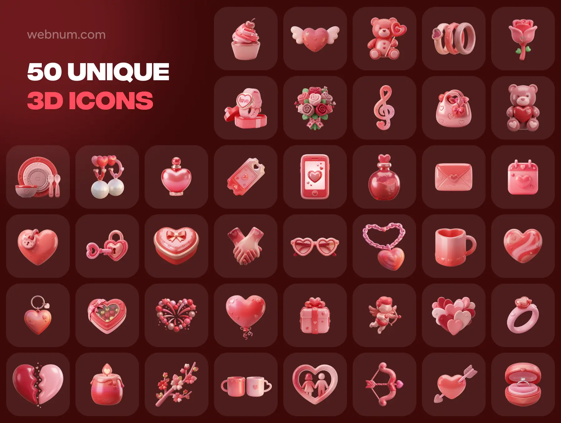 Valentines Day 3D icons - Image 6